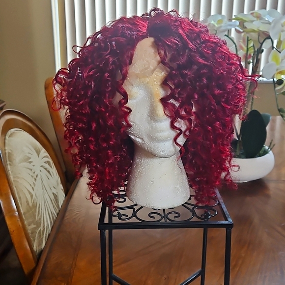 Other - 14 inch curly burgundy synthetic lace front 13x4x1 wig